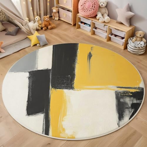 ALTCIRNMD Rund Teppich,120Cm 3D Graugelb Farbblöcke Zusammenfügen Bedruckt Bereich Kinderteppich rutschfest Yoga Teppich Modekunst Für Wohnzimmer Balkon Badezimmer Bedruckter Boden Matte ALTCIRNMD Rund Teppich,120Cm 3D Graugelb Farbblöcke Zusammenfügen Bedruckt Bereich Kinderteppich rutschfest Yoga Teppich Modekunst Für Wohnzimmer Balkon Badezimmer Bedruckter Boden Matte von ALTCIRNMD