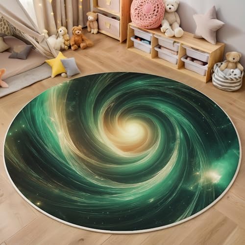 ALTCIRNMD Rund Teppich,120Cm 3D Grün Sternenhimmel-Spirale Bedruckt Bereich Kinderteppich rutschfest Yoga Teppich Weltraumlandschaft Für Wohnzimmer Balkon Badezimmer Bedruckter Boden Matte ALTCIRNMD Rund Teppich,120Cm 3D Grün Sternenhimmel-Spirale Bedruckt Bereich Kinderteppich rutschfest Yoga Teppich Weltraumlandschaft Für Wohnzimmer Balkon Badezimmer Bedruckter Boden Matte von ALTCIRNMD