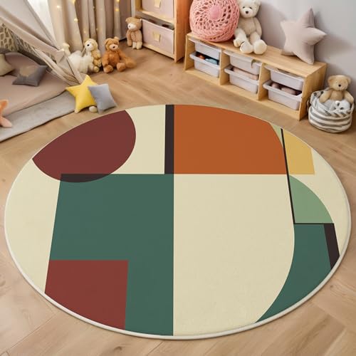 ALTCIRNMD Rund Teppich,120Cm 3D Orange-Rot Runde Blöcke Bedruckt Bereich Kinderteppich rutschfest Yoga Teppich Retro-Geometrie Für Wohnzimmer Balkon Badezimmer Bedruckter Boden Matte ALTCIRNMD Rund Teppich,120Cm 3D Orange-Rot Runde Blöcke Bedruckt Bereich Kinderteppich rutschfest Yoga Teppich Retro-Geometrie Für Wohnzimmer Balkon Badezimmer Bedruckter Boden Matte von ALTCIRNMD