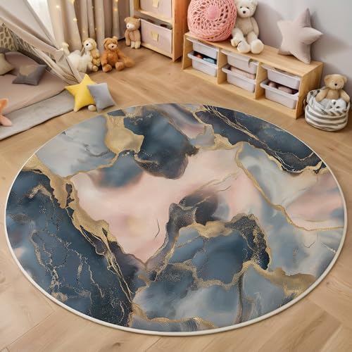 ALTCIRNMD Rund Teppich,120Cm 3D Puderblau Linearer Marmor Bedruckt Bereich Kinderteppich rutschfest Yoga Teppich Elegante Kunst Für Wohnzimmer Balkon Badezimmer Bedruckter Boden Matte ALTCIRNMD Rund Teppich,120Cm 3D Puderblau Linearer Marmor Bedruckt Bereich Kinderteppich rutschfest Yoga Teppich Elegante Kunst Für Wohnzimmer Balkon Badezimmer Bedruckter Boden Matte von ALTCIRNMD