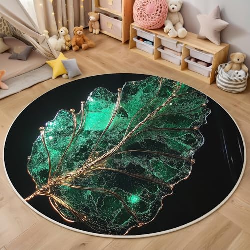 ALTCIRNMD Rund Teppich,120Cm 3D Smaragd Glasklingen Bedruckt Bereich Kinderteppich rutschfest Yoga Teppich Geheimnisvolle Pflanze Für Wohnzimmer Balkon Badezimmer Bedruckter Boden Matte ALTCIRNMD Rund Teppich,120Cm 3D Smaragd Glasklingen Bedruckt Bereich Kinderteppich rutschfest Yoga Teppich Geheimnisvolle Pflanze Für Wohnzimmer Balkon Badezimmer Bedruckter Boden Matte von ALTCIRNMD
