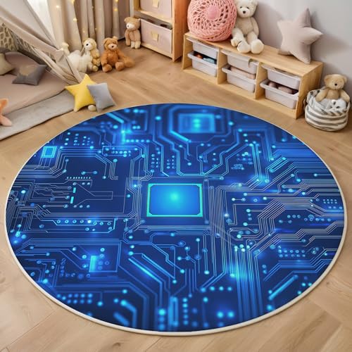 ALTCIRNMD Rund Teppich,140Cm 3D Blau Flash-Platine Bedruckt Bereich Kinderteppich rutschfest Yoga Teppich Science-Fiction-Kunst Für Wohnzimmer Balkon Badezimmer Bedruckter Boden Matte ALTCIRNMD Rund Teppich,140Cm 3D Blau Flash-Platine Bedruckt Bereich Kinderteppich rutschfest Yoga Teppich Science-Fiction-Kunst Für Wohnzimmer Balkon Badezimmer Bedruckter Boden Matte von ALTCIRNMD