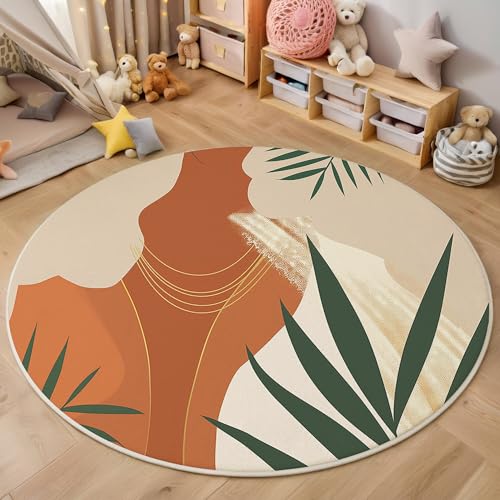 ALTCIRNMD Rund Teppich,140Cm 3D Erdig Linie Palmblätter Bedruckt Bereich Kinderteppich rutschfest Yoga Teppich Minimalistische Illustrationen Für Wohnzimmer Balkon Badezimmer Bedruckter Boden Matte ALTCIRNMD Rund Teppich,140Cm 3D Erdig Linie Palmblätter Bedruckt Bereich Kinderteppich rutschfest Yoga Teppich Minimalistische Illustrationen Für Wohnzimmer Balkon Badezimmer Bedruckter Boden Matte von ALTCIRNMD
