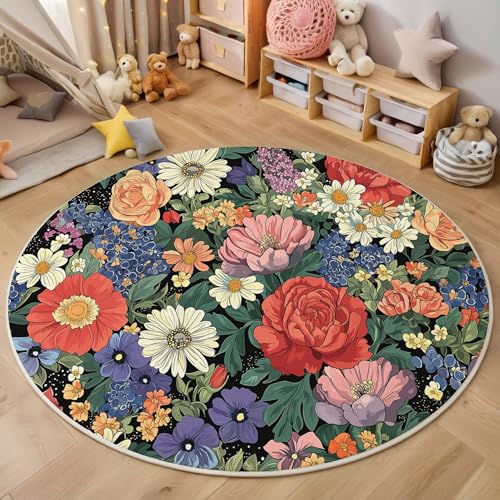 ALTCIRNMD Rund Teppich,140Cm 3D Farbe Rose Daisy Bedruckt Bereich Kinderteppich rutschfest Yoga Teppich Illustration Pflanzen Für Wohnzimmer Balkon Badezimmer Bedruckter Boden Matte ALTCIRNMD Rund Teppich,140Cm 3D Farbe Rose Daisy Bedruckt Bereich Kinderteppich rutschfest Yoga Teppich Illustration Pflanzen Für Wohnzimmer Balkon Badezimmer Bedruckter Boden Matte von ALTCIRNMD