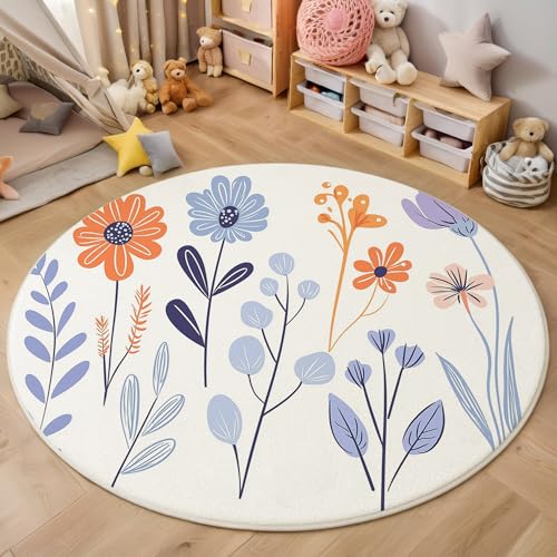 ALTCIRNMD Rund Teppich,140Cm 3D Puderblau Einfache Blumen Bedruckt Bereich Kinderteppich rutschfest Yoga Teppich Graffiti-Pflanzen Für Wohnzimmer Balkon Badezimmer Bedruckter Boden Matte ALTCIRNMD Rund Teppich,140Cm 3D Puderblau Einfache Blumen Bedruckt Bereich Kinderteppich rutschfest Yoga Teppich Graffiti-Pflanzen Für Wohnzimmer Balkon Badezimmer Bedruckter Boden Matte von ALTCIRNMD