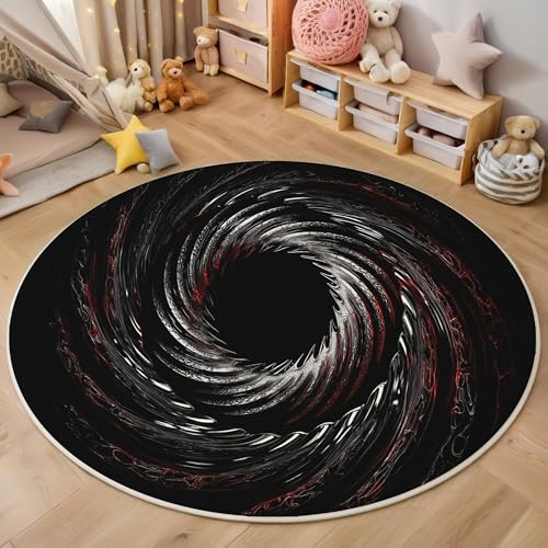 ALTCIRNMD Rund Teppich,140Cm 3D Schwarz Linienspirale Bedruckt Bereich Kinderteppich rutschfest Yoga Teppich Bildende Kunst Für Wohnzimmer Balkon Badezimmer Bedruckter Boden Matte ALTCIRNMD Rund Teppich,140Cm 3D Schwarz Linienspirale Bedruckt Bereich Kinderteppich rutschfest Yoga Teppich Bildende Kunst Für Wohnzimmer Balkon Badezimmer Bedruckter Boden Matte von ALTCIRNMD