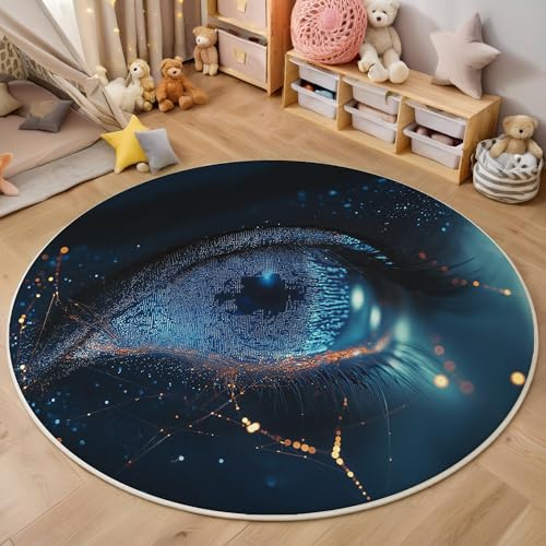 ALTCIRNMD Rund Teppich,160Cm 3D Blauschwarz Sternenklare Augen Bedruckt Bereich Kinderteppich rutschfest Yoga Teppich Zukunftskunst Für Wohnzimmer Balkon Badezimmer Bedruckter Boden Matte ALTCIRNMD Rund Teppich,160Cm 3D Blauschwarz Sternenklare Augen Bedruckt Bereich Kinderteppich rutschfest Yoga Teppich Zukunftskunst Für Wohnzimmer Balkon Badezimmer Bedruckter Boden Matte von ALTCIRNMD
