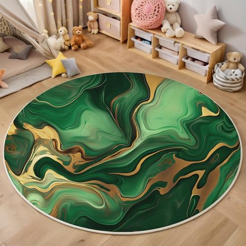 ALTCIRNMD Rund Teppich,160Cm 3D Goldenes Grün Gestreifter Marmor Bedruckt Bereich Kinderteppich rutschfest Yoga Teppich Abstrakte Landschaft Für Wohnzimmer Balkon Badezimmer Bedruckter Boden Matte ALTCIRNMD Rund Teppich,160Cm 3D Goldenes Grün Gestreifter Marmor Bedruckt Bereich Kinderteppich rutschfest Yoga Teppich Abstrakte Landschaft Für Wohnzimmer Balkon Badezimmer Bedruckter Boden Matte von ALTCIRNMD