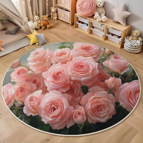 ALTCIRNMD Rund Teppich,160Cm 3D Rosa Grün Rosenblüten Bedruckt Bereich Kinderteppich rutschfest Yoga Teppich Elegante Pflanzen Für Wohnzimmer Balkon Badezimmer Bedruckter Boden Matte ALTCIRNMD Rund Teppich,160Cm 3D Rosa Grün Rosenblüten Bedruckt Bereich Kinderteppich rutschfest Yoga Teppich Elegante Pflanzen Für Wohnzimmer Balkon Badezimmer Bedruckter Boden Matte von ALTCIRNMD
