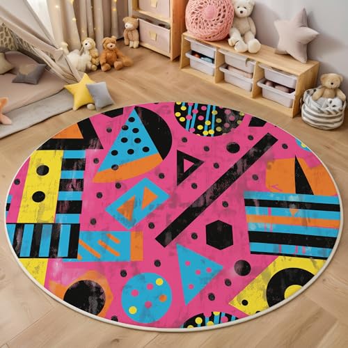 ALTCIRNMD Rund Teppich,160Cm 3D Rosa Linie Dreieck Bedruckt Bereich Kinderteppich rutschfest Yoga Teppich Kreisgeometrie Für Wohnzimmer Balkon Badezimmer Bedruckter Boden Matte ALTCIRNMD Rund Teppich,160Cm 3D Rosa Linie Dreieck Bedruckt Bereich Kinderteppich rutschfest Yoga Teppich Kreisgeometrie Für Wohnzimmer Balkon Badezimmer Bedruckter Boden Matte von ALTCIRNMD