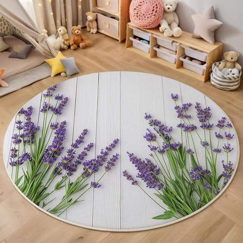 ALTCIRNMD Rund Teppich,180Cm 3D Lila-Grün Lavendel Bedruckt Bereich Kinderteppich rutschfest Yoga Teppich Minimalistische Pflanzen Für Wohnzimmer Balkon Badezimmer Bedruckter Boden Matte ALTCIRNMD Rund Teppich,180Cm 3D Lila-Grün Lavendel Bedruckt Bereich Kinderteppich rutschfest Yoga Teppich Minimalistische Pflanzen Für Wohnzimmer Balkon Badezimmer Bedruckter Boden Matte von ALTCIRNMD