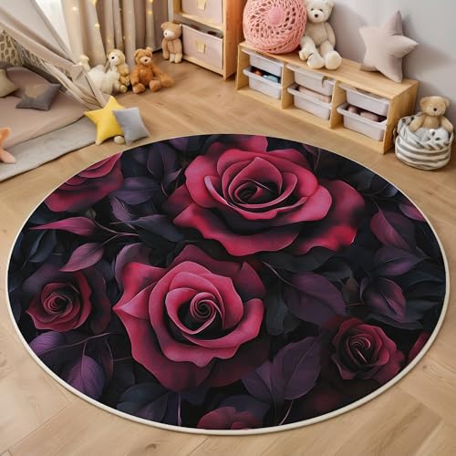 ALTCIRNMD Rund Teppich,180Cm 3D Rot Rosenblüten Bedruckt Bereich Kinderteppich rutschfest Yoga Teppich Fantasiepflanzen Für Wohnzimmer Balkon Badezimmer Bedruckter Boden Matte ALTCIRNMD Rund Teppich,180Cm 3D Rot Rosenblüten Bedruckt Bereich Kinderteppich rutschfest Yoga Teppich Fantasiepflanzen Für Wohnzimmer Balkon Badezimmer Bedruckter Boden Matte von ALTCIRNMD
