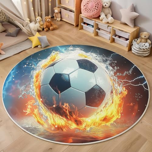 ALTCIRNMD Rund Teppich,200Cm 3D Rot Blau Wasser- Und Feuerfußball Bedruckt Bereich Kinderteppich rutschfest Yoga Teppich Abstrakte Kunst Für Wohnzimmer Balkon Badezimmer Bedruckter Boden Matte ALTCIRNMD Rund Teppich,200Cm 3D Rot Blau Wasser- Und Feuerfußball Bedruckt Bereich Kinderteppich rutschfest Yoga Teppich Abstrakte Kunst Für Wohnzimmer Balkon Badezimmer Bedruckter Boden Matte von ALTCIRNMD