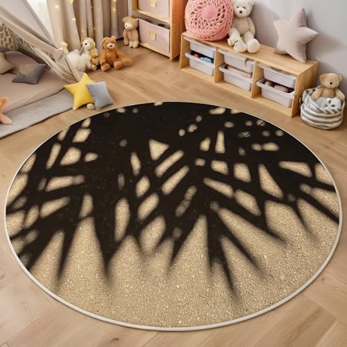ALTCIRNMD Rund Teppich,200Cm 3D Schwarz Strandpalmenblätter Bedruckt Bereich Kinderteppich rutschfest Yoga Teppich Landschaftspflanzen Für Wohnzimmer Balkon Badezimmer Bedruckter Boden Matte ALTCIRNMD Rund Teppich,200Cm 3D Schwarz Strandpalmenblätter Bedruckt Bereich Kinderteppich rutschfest Yoga Teppich Landschaftspflanzen Für Wohnzimmer Balkon Badezimmer Bedruckter Boden Matte von ALTCIRNMD