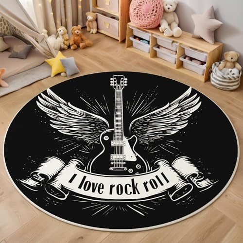 ALTCIRNMD Schwarz Musikflügel 3D Teppich Rundteppich Für Wohnzimmer 160Cm Felsmalereien,Schlafzimmer rutschfeste Bodenmatte Krabbelmatte Tischset Flur Badematte Esszimmer Eingangsbereich ALTCIRNMD Schwarz Musikflügel 3D Teppich Rundteppich Für Wohnzimmer 160Cm Felsmalereien,Schlafzimmer rutschfeste Bodenmatte Krabbelmatte Tischset Flur Badematte Esszimmer Eingangsbereich von ALTCIRNMD