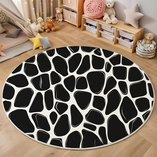 ALTCIRNMD Schwarz Und Weiß Giraffenflecken 3D Teppich Rundteppich Für Wohnzimmer 160Cm Tiertexturen,Schlafzimmer rutschfeste Bodenmatte Krabbelmatte Tischset Flur Badematte Esszimmer Eingangsbereich ALTCIRNMD Schwarz Und Weiß Giraffenflecken 3D Teppich Rundteppich Für Wohnzimmer 160Cm Tiertexturen,Schlafzimmer rutschfeste Bodenmatte Krabbelmatte Tischset Flur Badematte Esszimmer Eingangsbereich von ALTCIRNMD