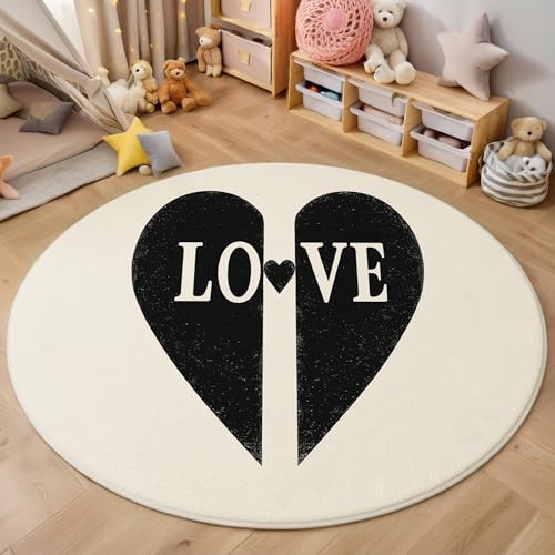 ALTCIRNMD Schwarz Weiß Liebesworte 3D Teppich Rundteppich Für Wohnzimmer 200Cm Romantische Kunst,Schlafzimmer rutschfeste Bodenmatte Krabbelmatte Tischset Flur Badematte Esszimmer Eingangsbereich ALTCIRNMD Schwarz Weiß Liebesworte 3D Teppich Rundteppich Für Wohnzimmer 200Cm Romantische Kunst,Schlafzimmer rutschfeste Bodenmatte Krabbelmatte Tischset Flur Badematte Esszimmer Eingangsbereich von ALTCIRNMD