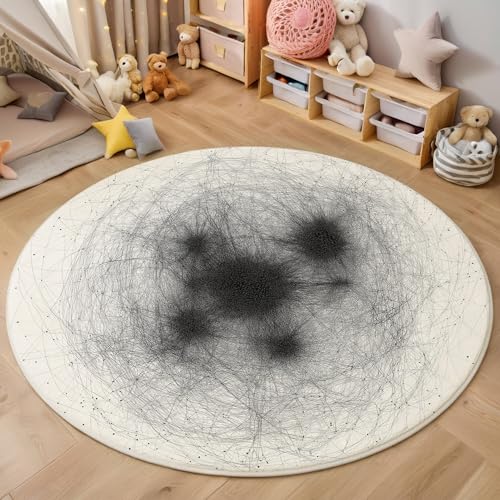 ALTCIRNMD Schwarz Weiß Liniennetz 3D Teppich Rundteppich Für Wohnzimmer 160Cm Geometrische Kunst,Schlafzimmer rutschfeste Bodenmatte Krabbelmatte Tischset Flur Badematte Esszimmer Eingangsbereich ALTCIRNMD Schwarz Weiß Liniennetz 3D Teppich Rundteppich Für Wohnzimmer 160Cm Geometrische Kunst,Schlafzimmer rutschfeste Bodenmatte Krabbelmatte Tischset Flur Badematte Esszimmer Eingangsbereich von ALTCIRNMD