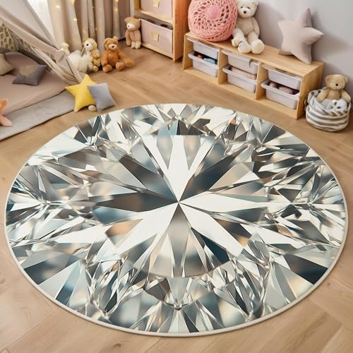 ALTCIRNMD Silberweiß Strahlender Diamant Teppich Rund,3D Luxuskunst Rutschfester Bodenmatte Wohnzimmer,Schlafzimmer,Area Kinderzimmer Und Spielzimmer Dekorative Korridor Für Räume,100Cm ALTCIRNMD Silberweiß Strahlender Diamant Teppich Rund,3D Luxuskunst Rutschfester Bodenmatte Wohnzimmer,Schlafzimmer,Area Kinderzimmer Und Spielzimmer Dekorative Korridor Für Räume,100Cm von ALTCIRNMD