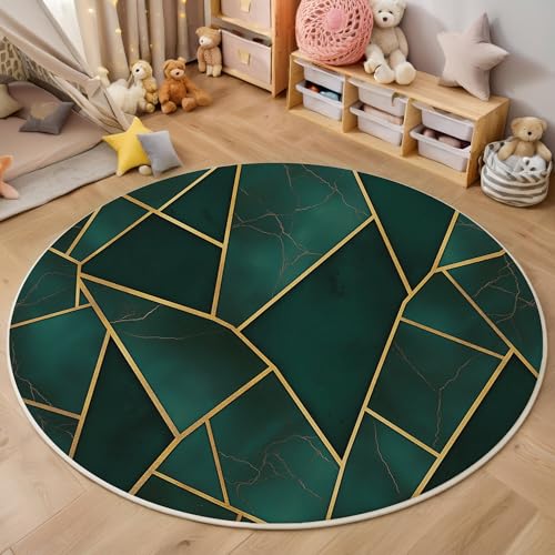 ALTCIRNMD Smaragdgrün Liniengeometrie 3D Teppich Rundteppich Für Wohnzimmer 120Cm Geometrische Kunst,Schlafzimmer rutschfeste Bodenmatte Krabbelmatte Tischset Flur Badematte Esszimmer Eingangsbereich ALTCIRNMD Smaragdgrün Liniengeometrie 3D Teppich Rundteppich Für Wohnzimmer 120Cm Geometrische Kunst,Schlafzimmer rutschfeste Bodenmatte Krabbelmatte Tischset Flur Badematte Esszimmer Eingangsbereich von ALTCIRNMD