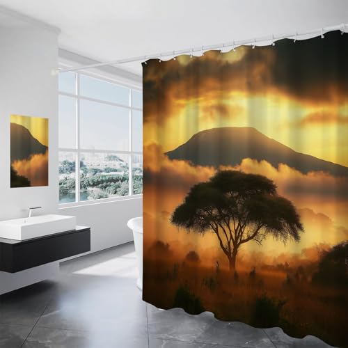 ALTCIRNMD Sunrise Mountains Duschvorhang Acacia Grassland Duschvorhänge 180X180Cm Anti-Schimmel Wasserdicht Polyester Stoff Waschbar Bad Vorhang Für Badzimmer Mit Haken ALTCIRNMD Sunrise Mountains Duschvorhang Acacia Grassland Duschvorhänge 180X180Cm Anti-Schimmel Wasserdicht Polyester Stoff Waschbar Bad Vorhang Für Badzimmer Mit Haken von ALTCIRNMD