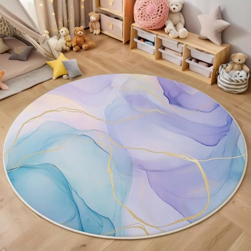 ALTCIRNMD Teppich 3D Druck Blau-Lila Modelinien Teppiche Wohnzimmer Große rutschfest Teppiche Abstraktes Aquarell Schlafzimmer Badezimmer Küche Bodenmatte Fußmatte,Rund 100Cm ALTCIRNMD Teppich 3D Druck Blau-Lila Modelinien Teppiche Wohnzimmer Große rutschfest Teppiche Abstraktes Aquarell Schlafzimmer Badezimmer Küche Bodenmatte Fußmatte,Rund 100Cm von ALTCIRNMD