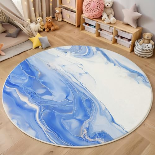 ALTCIRNMD Teppich 3D Druck Blau Weiß Strömungswirbel Teppiche Wohnzimmer Große rutschfest Teppiche Abstrakte Kunst Schlafzimmer Badezimmer Küche Bodenmatte Fußmatte,Rund 160Cm ALTCIRNMD Teppich 3D Druck Blau Weiß Strömungswirbel Teppiche Wohnzimmer Große rutschfest Teppiche Abstrakte Kunst Schlafzimmer Badezimmer Küche Bodenmatte Fußmatte,Rund 160Cm von ALTCIRNMD