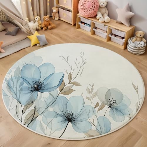 ALTCIRNMD Teppich 3D Druck Blaubraun Blüten Und Blätter Teppiche Wohnzimmer Große rutschfest Teppiche Elegante Pflanzen Schlafzimmer Badezimmer Küche Bodenmatte Fußmatte,Rund 140Cm ALTCIRNMD Teppich 3D Druck Blaubraun Blüten Und Blätter Teppiche Wohnzimmer Große rutschfest Teppiche Elegante Pflanzen Schlafzimmer Badezimmer Küche Bodenmatte Fußmatte,Rund 140Cm von ALTCIRNMD