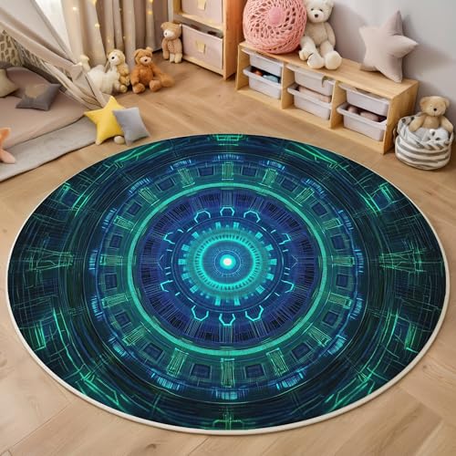 ALTCIRNMD Teppich 3D Druck Blaugrün Glitzer-Mandala Teppiche Wohnzimmer Große rutschfest Teppiche Science-Fiction-Kunst Schlafzimmer Badezimmer Küche Bodenmatte Fußmatte,Rund 140Cm ALTCIRNMD Teppich 3D Druck Blaugrün Glitzer-Mandala Teppiche Wohnzimmer Große rutschfest Teppiche Science-Fiction-Kunst Schlafzimmer Badezimmer Küche Bodenmatte Fußmatte,Rund 140Cm von ALTCIRNMD