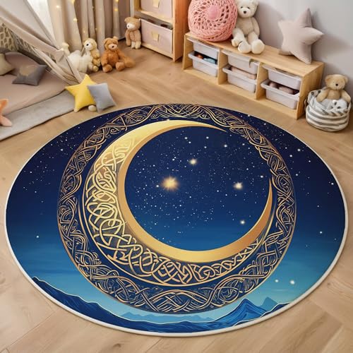 ALTCIRNMD Teppich 3D Druck Dunkelblau Stern-Mond-Gipfel Teppiche Wohnzimmer Große rutschfest Teppiche Natürliche Symbole Schlafzimmer Badezimmer Küche Bodenmatte Fußmatte,Rund 160Cm ALTCIRNMD Teppich 3D Druck Dunkelblau Stern-Mond-Gipfel Teppiche Wohnzimmer Große rutschfest Teppiche Natürliche Symbole Schlafzimmer Badezimmer Küche Bodenmatte Fußmatte,Rund 160Cm von ALTCIRNMD