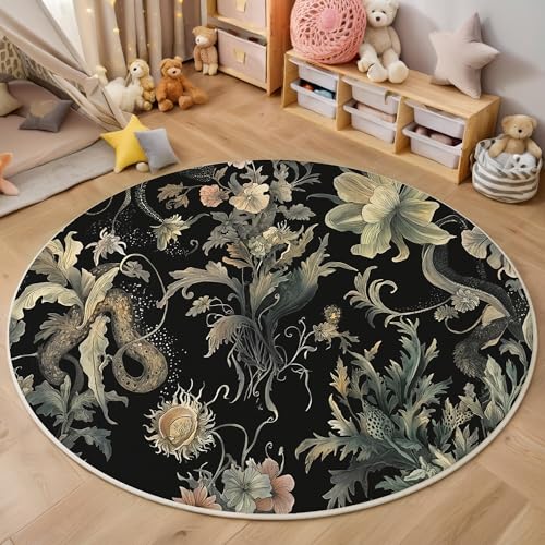 ALTCIRNMD Teppich 3D Druck Dunkelgrün Blüten Und Blätter Teppiche Wohnzimmer Große rutschfest Teppiche Fantasiepflanzen Schlafzimmer Badezimmer Küche Bodenmatte Fußmatte,Rund 140Cm ALTCIRNMD Teppich 3D Druck Dunkelgrün Blüten Und Blätter Teppiche Wohnzimmer Große rutschfest Teppiche Fantasiepflanzen Schlafzimmer Badezimmer Küche Bodenmatte Fußmatte,Rund 140Cm von ALTCIRNMD