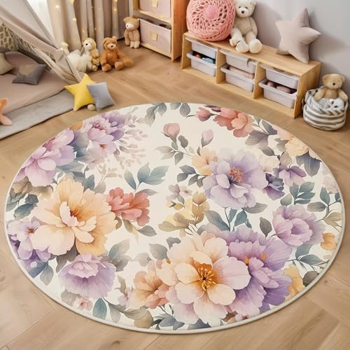 ALTCIRNMD Teppich 3D Druck Farbe Bunte Blumen Teppiche Wohnzimmer Große rutschfest Teppiche Elegante Pflanzen Schlafzimmer Badezimmer Küche Bodenmatte Fußmatte,Rund 160Cm ALTCIRNMD Teppich 3D Druck Farbe Bunte Blumen Teppiche Wohnzimmer Große rutschfest Teppiche Elegante Pflanzen Schlafzimmer Badezimmer Küche Bodenmatte Fußmatte,Rund 160Cm von ALTCIRNMD
