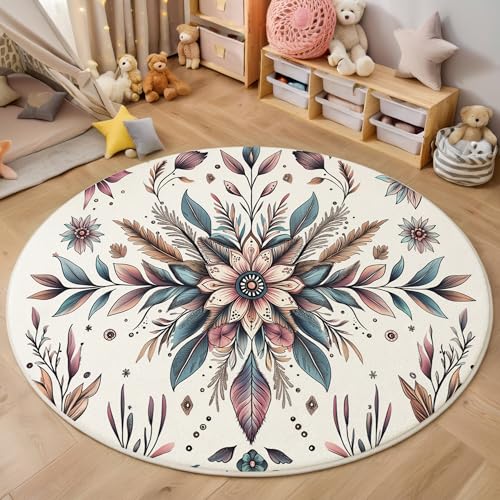 ALTCIRNMD Teppich 3D Druck Farbe Einfache Blumen Teppiche Wohnzimmer Große rutschfest Teppiche Böhmische Pflanzen Schlafzimmer Badezimmer Küche Bodenmatte Fußmatte,Rund 140Cm ALTCIRNMD Teppich 3D Druck Farbe Einfache Blumen Teppiche Wohnzimmer Große rutschfest Teppiche Böhmische Pflanzen Schlafzimmer Badezimmer Küche Bodenmatte Fußmatte,Rund 140Cm von ALTCIRNMD