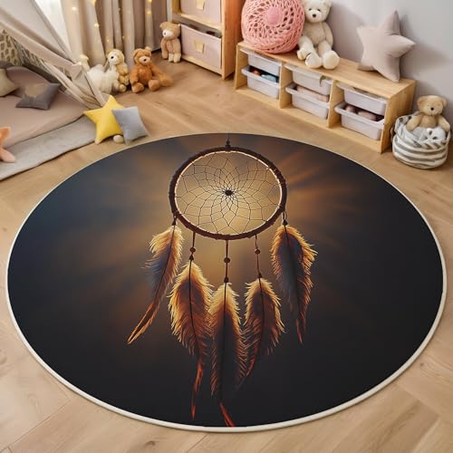 ALTCIRNMD Teppich 3D Druck Gelb Lichttraumfänger Teppiche Wohnzimmer Große rutschfest Teppiche Magische Kunst Schlafzimmer Badezimmer Küche Bodenmatte Fußmatte,Rund 100Cm ALTCIRNMD Teppich 3D Druck Gelb Lichttraumfänger Teppiche Wohnzimmer Große rutschfest Teppiche Magische Kunst Schlafzimmer Badezimmer Küche Bodenmatte Fußmatte,Rund 100Cm von ALTCIRNMD