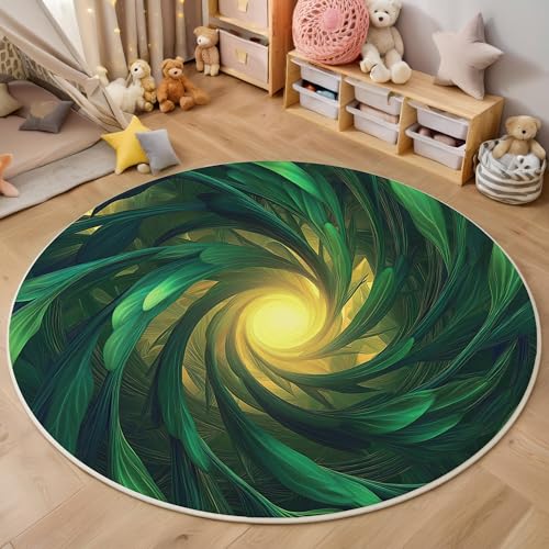 ALTCIRNMD Teppich 3D Druck Gelbgrün Spiralklingen Teppiche Wohnzimmer Große rutschfest Teppiche Geometrische Pflanzen Schlafzimmer Badezimmer Küche Bodenmatte Fußmatte,Rund 100Cm ALTCIRNMD Teppich 3D Druck Gelbgrün Spiralklingen Teppiche Wohnzimmer Große rutschfest Teppiche Geometrische Pflanzen Schlafzimmer Badezimmer Küche Bodenmatte Fußmatte,Rund 100Cm von ALTCIRNMD