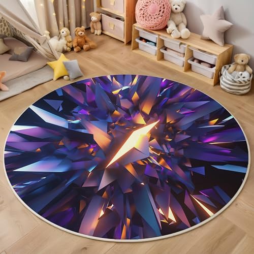 ALTCIRNMD Teppich 3D Druck Lila Blitz-Sternenexplosion Teppiche Wohnzimmer Große rutschfest Teppiche Abstrakte Geometrie Schlafzimmer Badezimmer Küche Bodenmatte Fußmatte,Rund 140Cm ALTCIRNMD Teppich 3D Druck Lila Blitz-Sternenexplosion Teppiche Wohnzimmer Große rutschfest Teppiche Abstrakte Geometrie Schlafzimmer Badezimmer Küche Bodenmatte Fußmatte,Rund 140Cm von ALTCIRNMD
