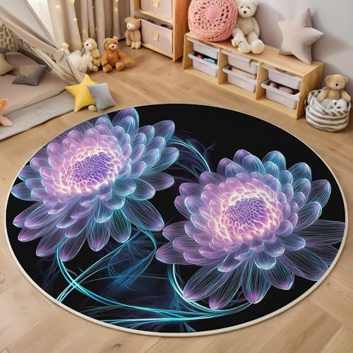 ALTCIRNMD Teppich 3D Druck Lila Weiß Glitzer-Chrysantheme Teppiche Wohnzimmer Große rutschfest Teppiche Fantasiepflanzen Schlafzimmer Badezimmer Küche Bodenmatte Fußmatte,Rund 200Cm ALTCIRNMD Teppich 3D Druck Lila Weiß Glitzer-Chrysantheme Teppiche Wohnzimmer Große rutschfest Teppiche Fantasiepflanzen Schlafzimmer Badezimmer Küche Bodenmatte Fußmatte,Rund 200Cm von ALTCIRNMD