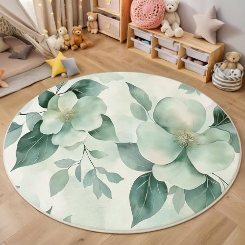 ALTCIRNMD Teppich 3D Druck Mintgrün Elegante Grüne Blätter Teppiche Wohnzimmer Große rutschfest Teppiche Aquarellpflanzen Schlafzimmer Badezimmer Küche Bodenmatte Fußmatte,Rund 120Cm ALTCIRNMD Teppich 3D Druck Mintgrün Elegante Grüne Blätter Teppiche Wohnzimmer Große rutschfest Teppiche Aquarellpflanzen Schlafzimmer Badezimmer Küche Bodenmatte Fußmatte,Rund 120Cm von ALTCIRNMD