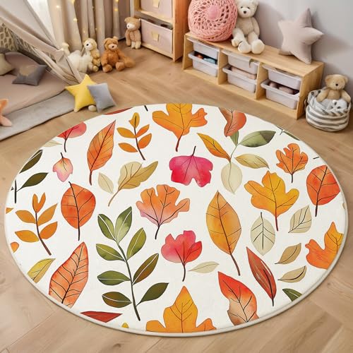 ALTCIRNMD Teppich 3D Druck Orange-Gelb Herbstblätter Und Blumen Teppiche Wohnzimmer Große rutschfest Teppiche Retro-Pflanzen Schlafzimmer Badezimmer Küche Bodenmatte Fußmatte,Rund 140Cm ALTCIRNMD Teppich 3D Druck Orange-Gelb Herbstblätter Und Blumen Teppiche Wohnzimmer Große rutschfest Teppiche Retro-Pflanzen Schlafzimmer Badezimmer Küche Bodenmatte Fußmatte,Rund 140Cm von ALTCIRNMD