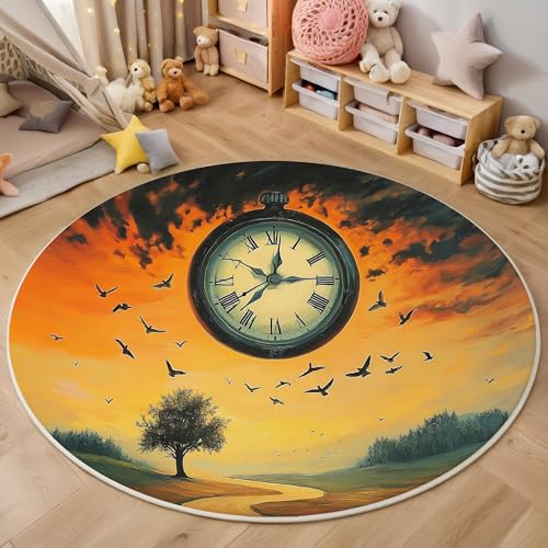 ALTCIRNMD Teppich 3D Druck Orange-Gelb Vogelbeobachtung Teppiche Wohnzimmer Große rutschfest Teppiche Fantasielandschaft Schlafzimmer Badezimmer Küche Bodenmatte Fußmatte,Rund 100Cm ALTCIRNMD Teppich 3D Druck Orange-Gelb Vogelbeobachtung Teppiche Wohnzimmer Große rutschfest Teppiche Fantasielandschaft Schlafzimmer Badezimmer Küche Bodenmatte Fußmatte,Rund 100Cm von ALTCIRNMD