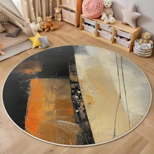 ALTCIRNMD Teppich 3D Druck Orange Schwarz Linienstruktur Teppiche Wohnzimmer Große rutschfest Teppiche Abstraktes Ölgemälde Schlafzimmer Badezimmer Küche Bodenmatte Fußmatte,Rund 100Cm ALTCIRNMD Teppich 3D Druck Orange Schwarz Linienstruktur Teppiche Wohnzimmer Große rutschfest Teppiche Abstraktes Ölgemälde Schlafzimmer Badezimmer Küche Bodenmatte Fußmatte,Rund 100Cm von ALTCIRNMD