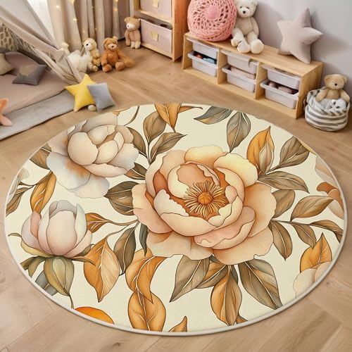ALTCIRNMD Teppich 3D Druck Orangegold Pfingstrose Magnolie Teppiche Wohnzimmer Große rutschfest Teppiche Elegante Pflanzen Schlafzimmer Badezimmer Küche Bodenmatte Fußmatte,Rund 140Cm ALTCIRNMD Teppich 3D Druck Orangegold Pfingstrose Magnolie Teppiche Wohnzimmer Große rutschfest Teppiche Elegante Pflanzen Schlafzimmer Badezimmer Küche Bodenmatte Fußmatte,Rund 140Cm von ALTCIRNMD