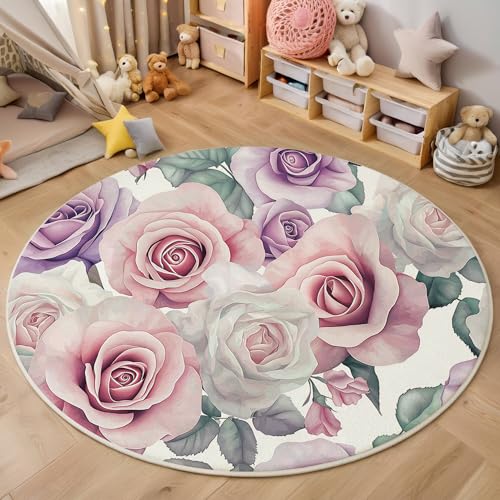ALTCIRNMD Teppich 3D Druck Rosa Grün Rosengrüne Blätter Teppiche Wohnzimmer Große rutschfest Teppiche Elegante Pflanzen Schlafzimmer Badezimmer Küche Bodenmatte Fußmatte,Rund 160Cm ALTCIRNMD Teppich 3D Druck Rosa Grün Rosengrüne Blätter Teppiche Wohnzimmer Große rutschfest Teppiche Elegante Pflanzen Schlafzimmer Badezimmer Küche Bodenmatte Fußmatte,Rund 160Cm von ALTCIRNMD