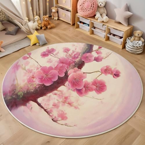 ALTCIRNMD Teppich 3D Druck Rosa Pflaumenblütenzweige Teppiche Wohnzimmer Große rutschfest Teppiche Ölgemäldepflanzen Schlafzimmer Badezimmer Küche Bodenmatte Fußmatte,Rund 160Cm ALTCIRNMD Teppich 3D Druck Rosa Pflaumenblütenzweige Teppiche Wohnzimmer Große rutschfest Teppiche Ölgemäldepflanzen Schlafzimmer Badezimmer Küche Bodenmatte Fußmatte,Rund 160Cm von ALTCIRNMD