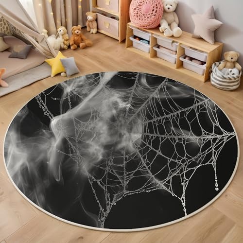 ALTCIRNMD Teppich 3D Druck Schwarz Weiß Rauchspinnennetz Teppiche Wohnzimmer Große rutschfest Teppiche Fantasy-Kunst Schlafzimmer Badezimmer Küche Bodenmatte Fußmatte,Rund 120Cm ALTCIRNMD Teppich 3D Druck Schwarz Weiß Rauchspinnennetz Teppiche Wohnzimmer Große rutschfest Teppiche Fantasy-Kunst Schlafzimmer Badezimmer Küche Bodenmatte Fußmatte,Rund 120Cm von ALTCIRNMD