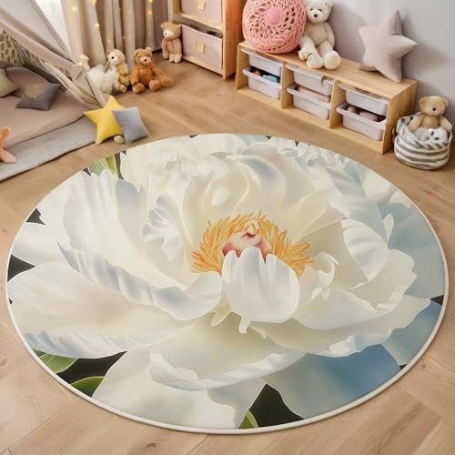 ALTCIRNMD Teppich 3D Druck Weiß Schöne Pfingstrose Teppiche Wohnzimmer Große rutschfest Teppiche Aquarellpflanzen Schlafzimmer Badezimmer Küche Bodenmatte Fußmatte,Rund 180Cm ALTCIRNMD Teppich 3D Druck Weiß Schöne Pfingstrose Teppiche Wohnzimmer Große rutschfest Teppiche Aquarellpflanzen Schlafzimmer Badezimmer Küche Bodenmatte Fußmatte,Rund 180Cm von ALTCIRNMD