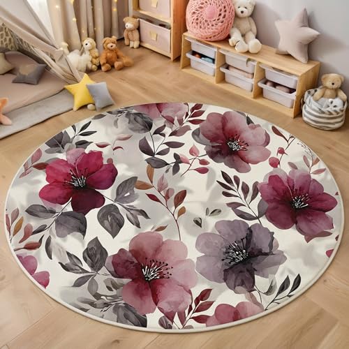ALTCIRNMD Teppich Blumen Und Grüne Blätter Für Teenager 3D Aquarellpflanzen Teppich Schlafzimmer Wohnzimmer Dekoration Innenmatte Waschbar Graurot rutschfeste Matte,100Cm ALTCIRNMD Teppich Blumen Und Grüne Blätter Für Teenager 3D Aquarellpflanzen Teppich Schlafzimmer Wohnzimmer Dekoration Innenmatte Waschbar Graurot rutschfeste Matte,100Cm von ALTCIRNMD