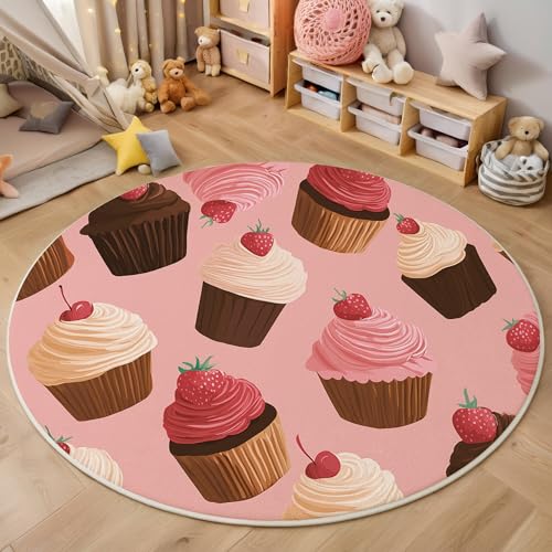 ALTCIRNMD Teppich Cupcakes Für Teenager 3D Leckeres Essen Teppich Schlafzimmer Wohnzimmer Dekoration Innenmatte Waschbar Rosa rutschfeste Matte,180Cm ALTCIRNMD Teppich Cupcakes Für Teenager 3D Leckeres Essen Teppich Schlafzimmer Wohnzimmer Dekoration Innenmatte Waschbar Rosa rutschfeste Matte,180Cm von ALTCIRNMD