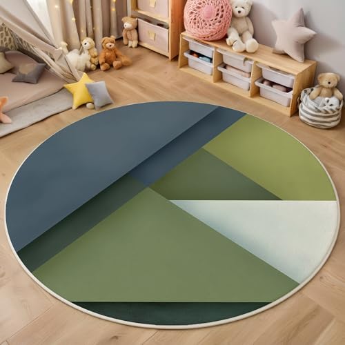 ALTCIRNMD Teppich Dreieck-Textur Für Teenager 3D Minimalistische Geometrie Teppich Schlafzimmer Wohnzimmer Dekoration Innenmatte Waschbar Blaugrün rutschfeste Matte,120Cm von ALTCIRNMD