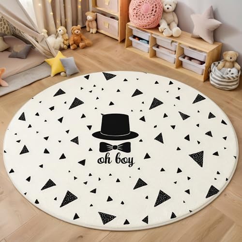 ALTCIRNMD Teppich Einfaches Dreieck Für Teenager 3D Minimalistische Geometrie Teppich Schlafzimmer Wohnzimmer Dekoration Innenmatte Waschbar Schwarz Und Weiß rutschfeste Matte,100Cm von ALTCIRNMD